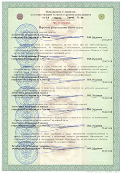 Приложение к лицензии